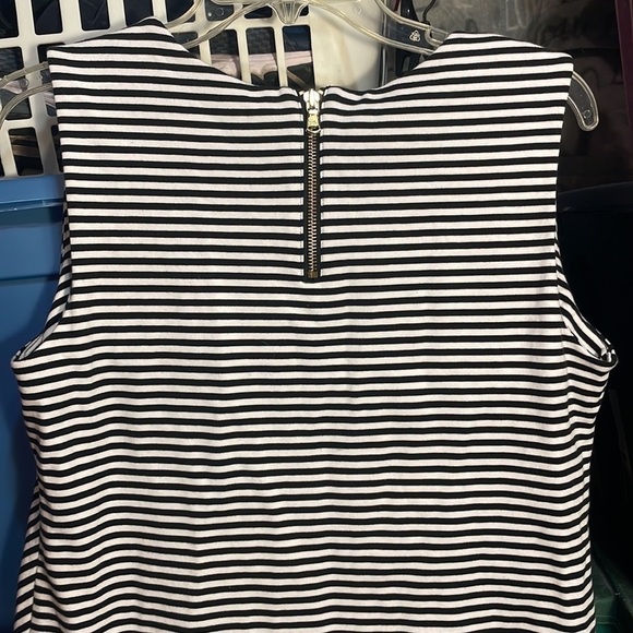 TALBOTS Black & White Striped Tank w Gold Zipper - Picture 6 of 11